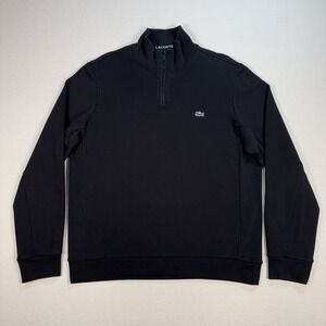 Lacoste 1/4 Zip Men's L / 5 Black 100% Cotton Sweatshirt Pullover Logo SH2517